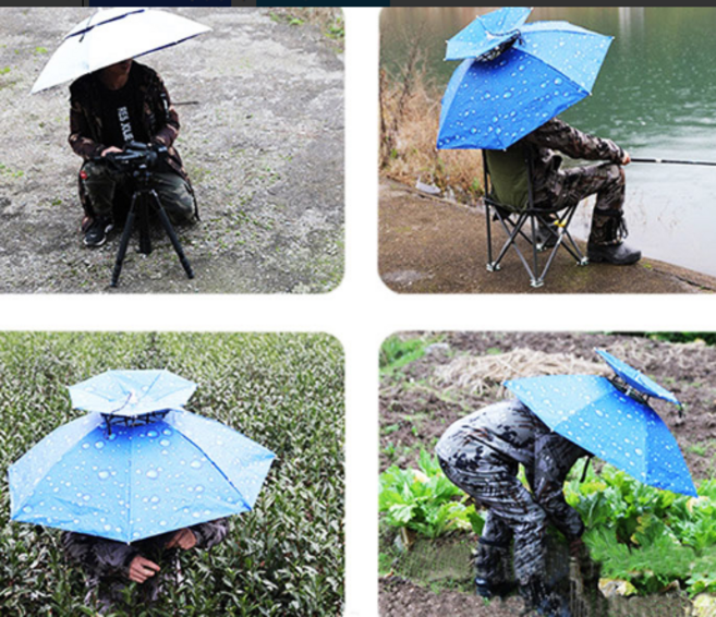 2단 모자우산 낚시우산 캠핑 더블 핸즈프리 2단 우산과 양산을 동시에