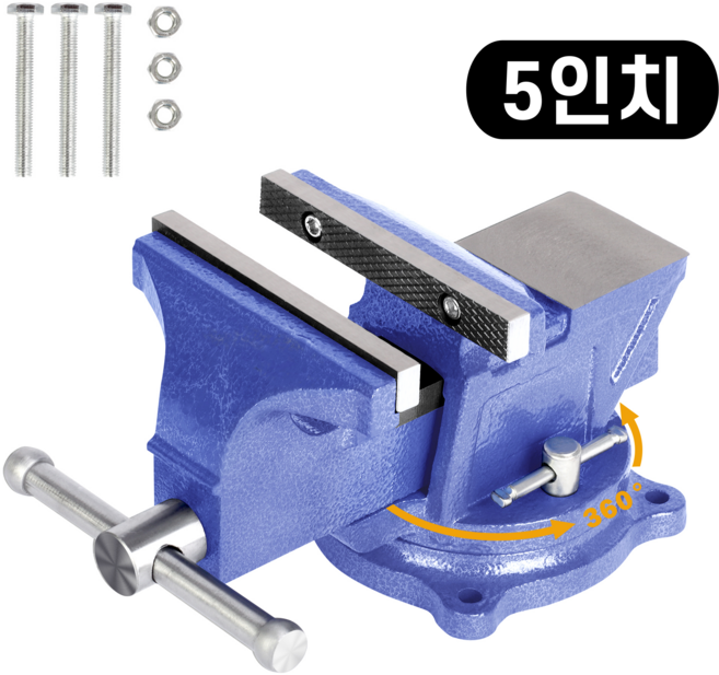 GAPINO 탁상바이스 5인치 360도회전 125mm 클램프 목공바이스 각형 주물 주강, 1개