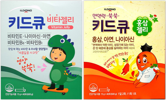 일동제약 키드큐 비타젤리 40포 + 홍삼젤리 40포 어린이 종합영양제, 600g, 1개
