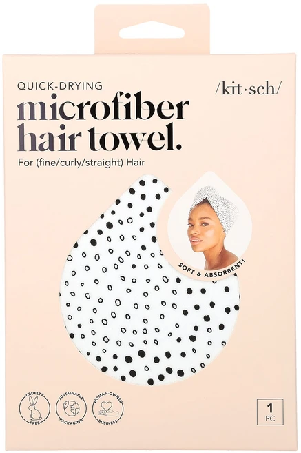 Kitsch 속건성 극세사 헤어 타월 마이크로 닷 1종, Kitsch속건성극세사헤어타월마이크로닷1종, 1개 - 쿠팡