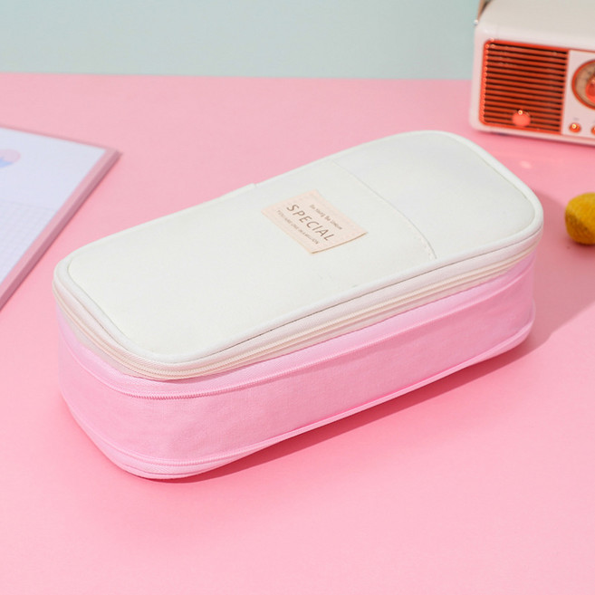 아트조이 마카롱 캔버스 대용량 다용도 필통, 1개, 핑크