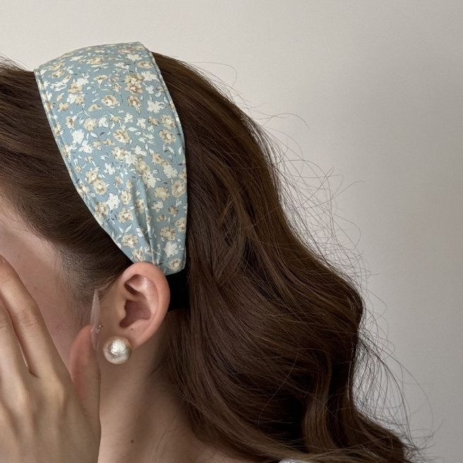 여성 잔꽃 플라워 헤어밴드 넓은 머리띠 5cm