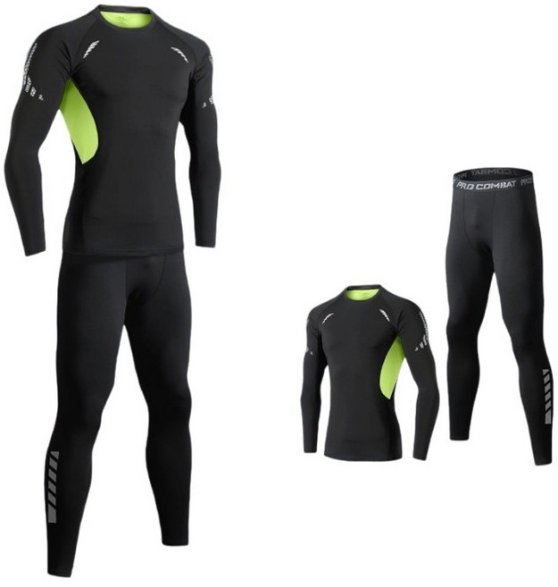 泳衣男防晒速干冲浪服成人游泳長袖潛水服套裝水母泳裝泳褲, 长袖+长裤, 丝绿+幻黑