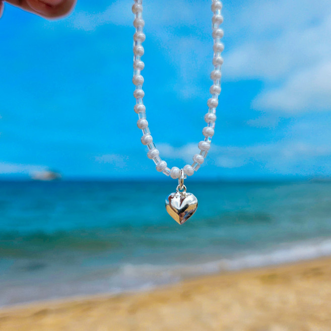 [레나스마켓] 고급 진주 스와로브스키 비즈 실버 925 하트 참 여성 팔찌