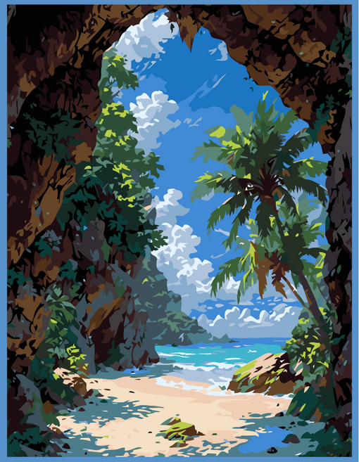 온메이드 DIY 명화그리기 그림그리기 세트 MD-220, 1개, 39 야자수 해변