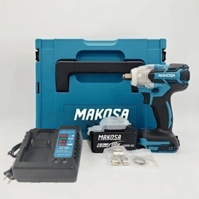 MAKOSA 18V DTW300 無刷衝擊扳手, 1個, 三用扳手【附充副廠電池*1】+工具箱