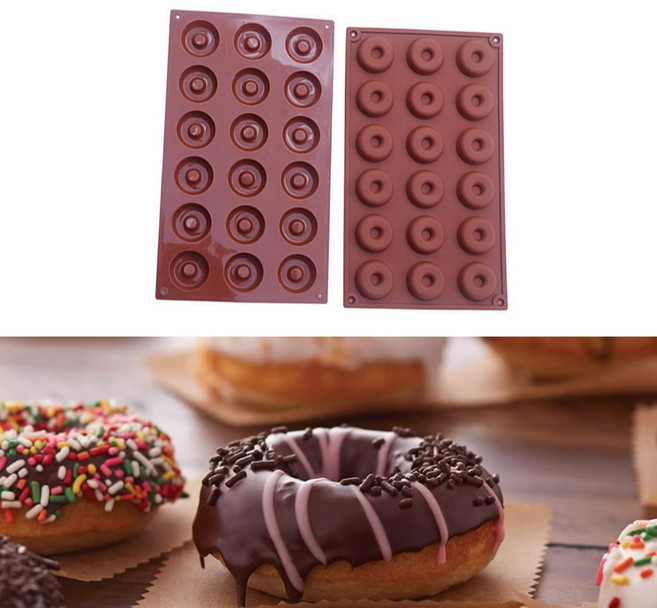 미니 도넛 실리콘몰드 18구 2개세트 몰드 초콜렛 방향제 비누 틀 양갱 젤리 실리콘, 2개