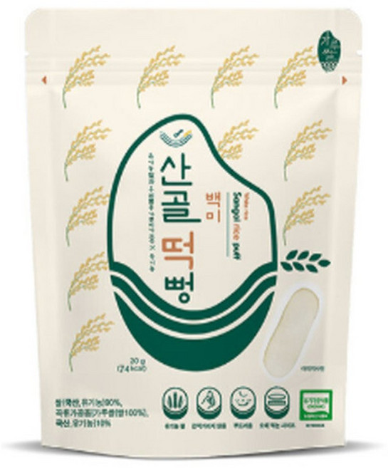 에코맘의 산골이유식 산골떡뻥 백미 20g 12개 100% 국내산 유기농 유아간식~