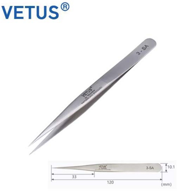 정품 비투스 VETUS SA 시리즈 3-SA 정밀 핀셋 속눈썹 연장 네일 비자성 초정밀, 1개