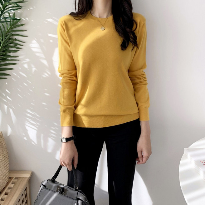 더마르 여성 부드러운 캐시미어 터치 라운드넥 니트 티셔츠 7컬러