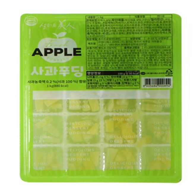 샐러드미인 요거트 푸딩 1kg (사과 딸기 망고 ), 사과 푸딩 젤리 1kg, 1개