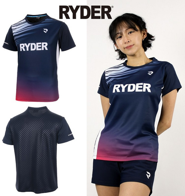 라이더 티셔츠 배드민턴 반팔 상의 남성 여성 게임웨어 네이비 2025R-2