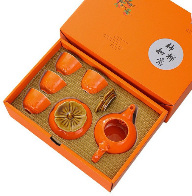 柿子造型茶壺茶杯組, 1個, 柿柿如意Lucky set