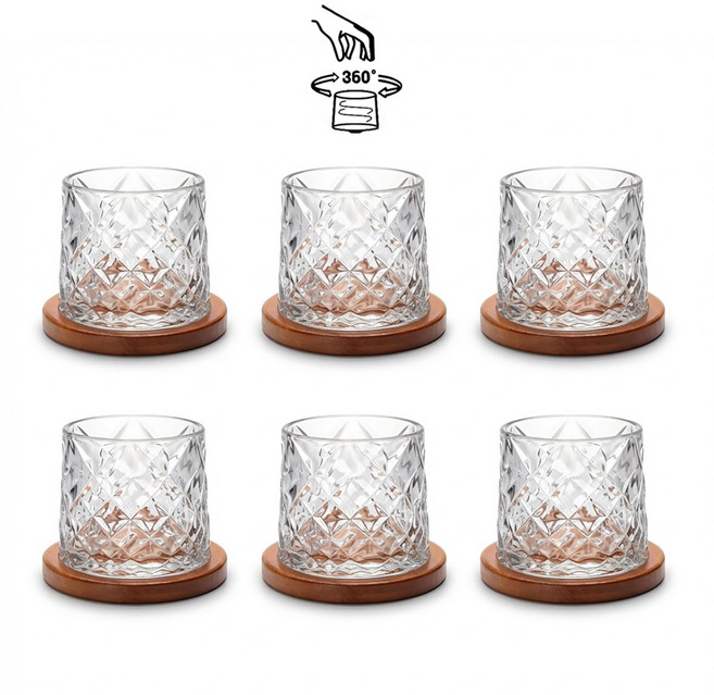 시잉글라스 회전 위스키잔 6P 세트, 6개