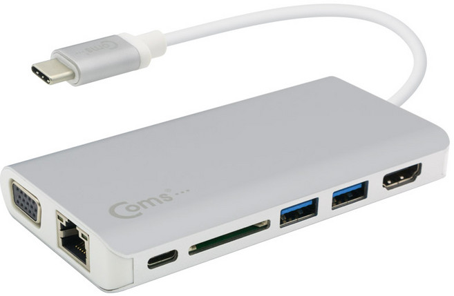 COMS USB3.1 타입C to HDMI VGA 랜 멀티 컨버터/CT198, 1개