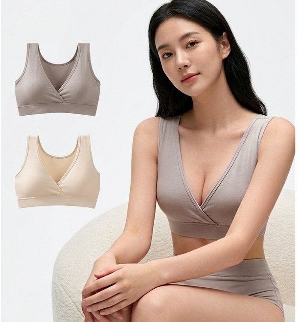 [sea sence] 수면브라 무압박 딥슬립 노와이어 브라탑 편한 패드 잠자는 속옷 수유 내의 임산부 앞트임 큰가슴 일체형 조끼형