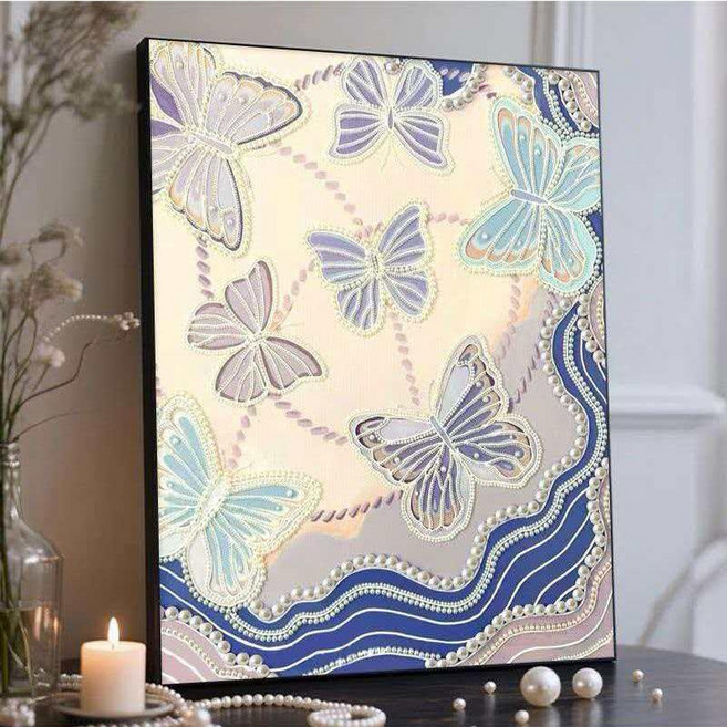 DIY 진주 보석십자수 해바라기 꽃 구슬 만들기 재료 세트, 30 x 40cm 내부 프레임 + 도구 + 진주, 1개, 옵션 32