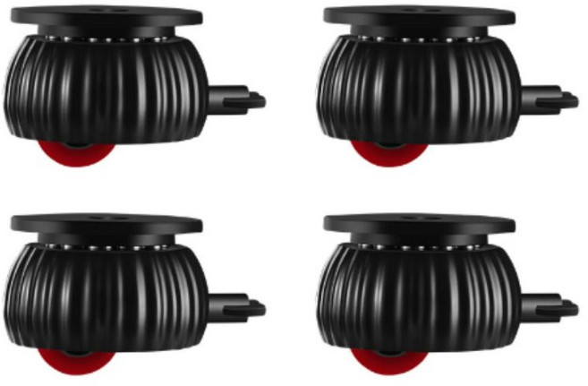 HANTEM 무소음 무타공 접착식 바퀴 360도 회전 가구 이동 캐스터, 4개, 블랙