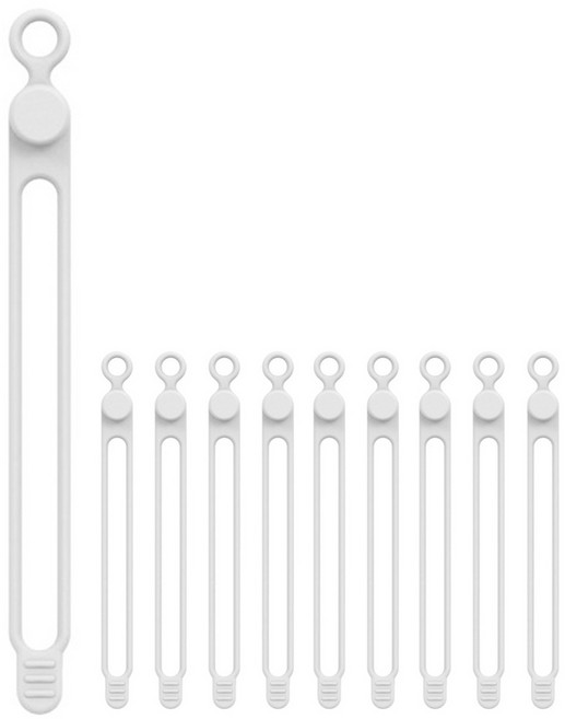 에브리 18cm 실리콘 케이블타이 선정리 멀티스트랩, 화이트, 10개