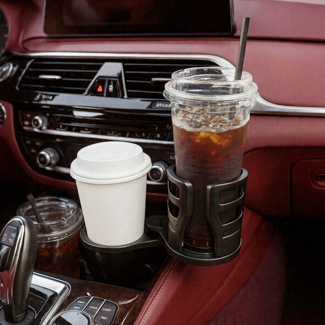 로벨스 차량 듀얼 컵홀더 2in1 사이즈 조절 확장형, 제트블랙