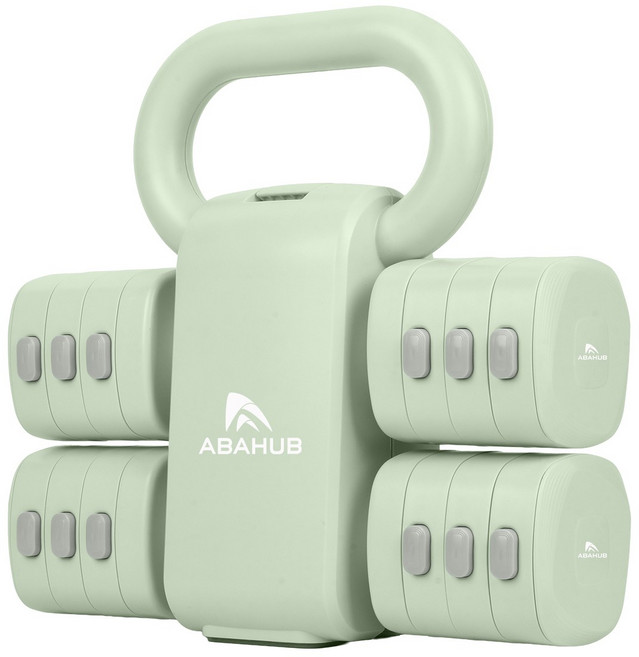 ABAHUB 2in1 무게조절 덤벨 케틀벨 여성 홈트 입문용 미끄럼방지 그립, 1개, 5kg, 녹색