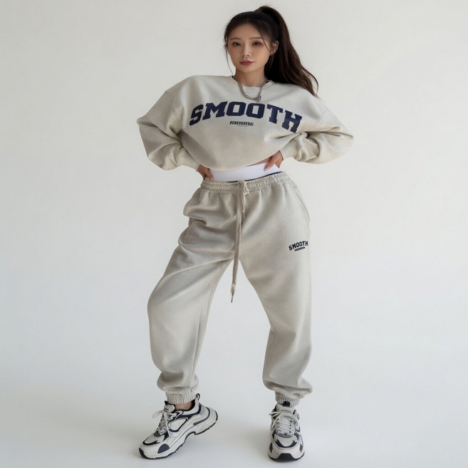 Shopflix 여성 오버핏 트레이닝복 세트 맨투맨 조거팬츠 데일리룩 츄리닝세트