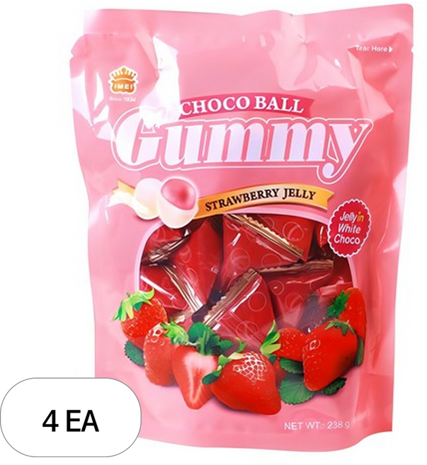 이메이 구미초코볼 스트로베리맛, 238g, 4개