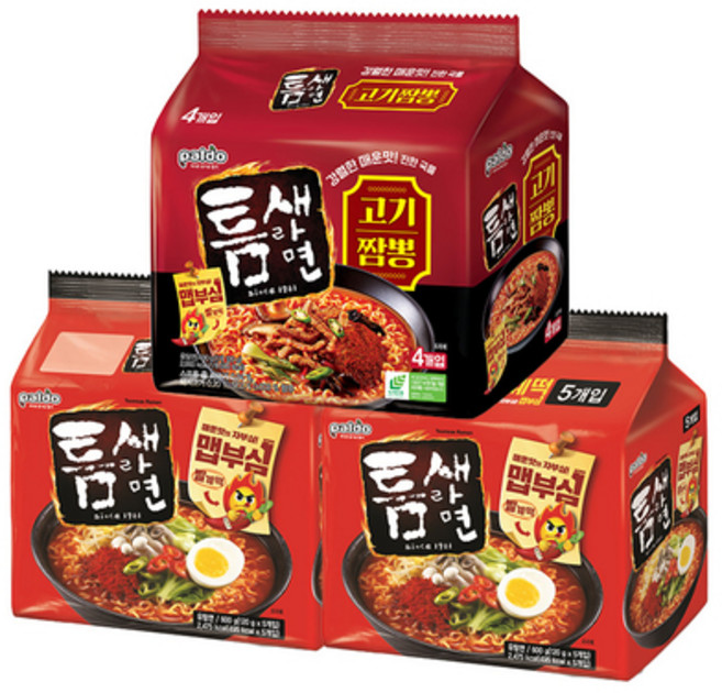 틈새라면빨계떡5봉x2개+틈새라면고기짬뽕4봉, 1세트