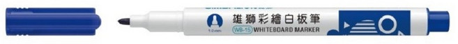 雄獅 WB-15 小支彩繪酒精性白板筆 <共6色> - 色彩鮮豔、書寫流暢、易擦拭, 藍, 12個裝