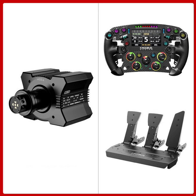 [CTK] MOZA R9 V3 게이밍 레이싱 시뮬레이션 PC 프로급 180W공율 다이렉트 드라이브 핸들 페달, R9 V3 베이스+FSR2핸들+SRP 3페달