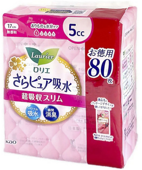 Kao 花王 蕾妮亞 舒膚 吸收 超吸收 纖薄 護墊型 成人紙尿褲 5ml, 1個, 80入