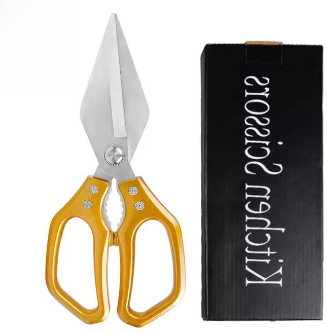 윈터커넥트 스테인리스 강력 닭뼈 가위 주방용 내구성 멀티 키친 핫씬 오리 주둥이 가위, 1개, 골드