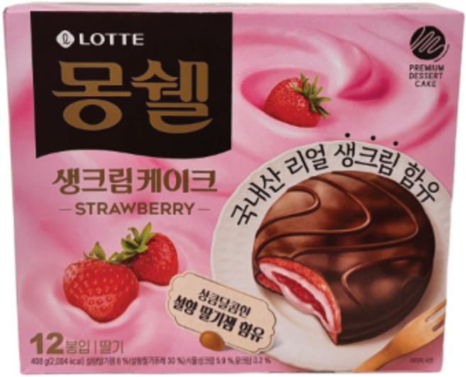 몽쉘 생크림케이크 딸기, 34g, 24개