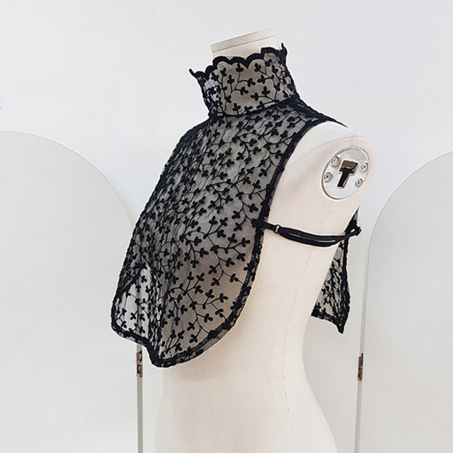 레이스넥 시스루 페이크카라 블라우스용 레이어드