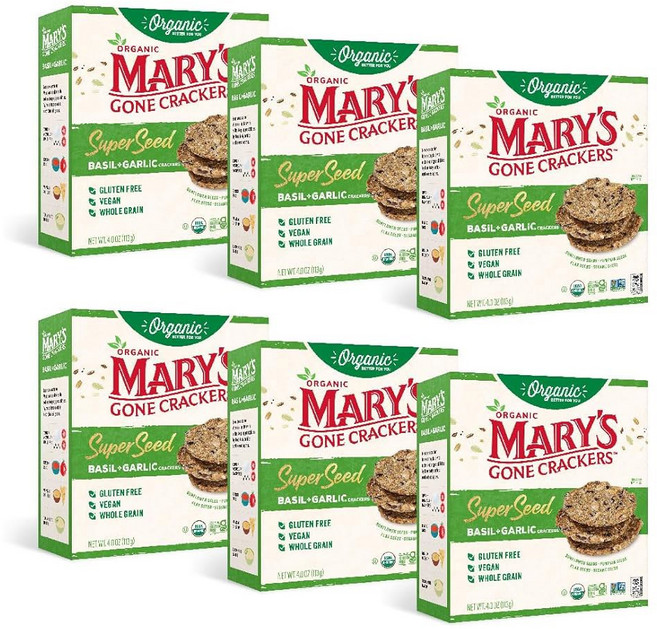 메리즈 곤 크래커 슈퍼 씨드 할라피뇨 코셔 USDA 텐 프리 및 비 GMO 4단위온스 6팩, Super Seed Crackers, Classic, 4 Ounce (Pack of 6)