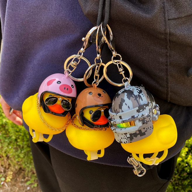 가방용 러버덕 오리 장식 고리형 악세사리 헬멧 인형