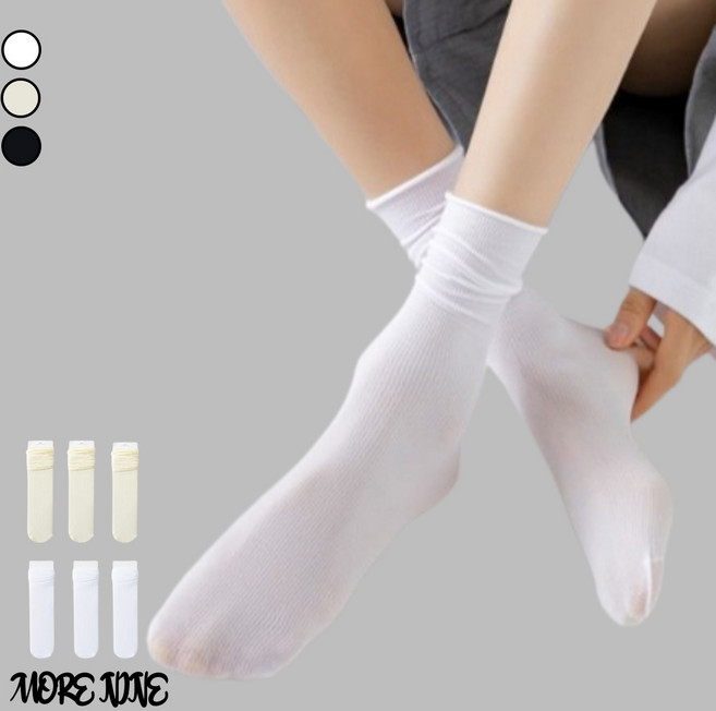 모어나인 여성 여름 중목 무압박 시스루 양말