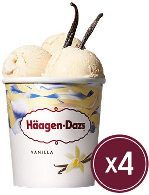 하겐다즈 아이스크림 파인트 바닐라 473ml, 4개