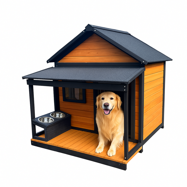 더퍼리 특대형개집 야외용 애견집 견사 애견하우스 원목, 1개, 다크그레이