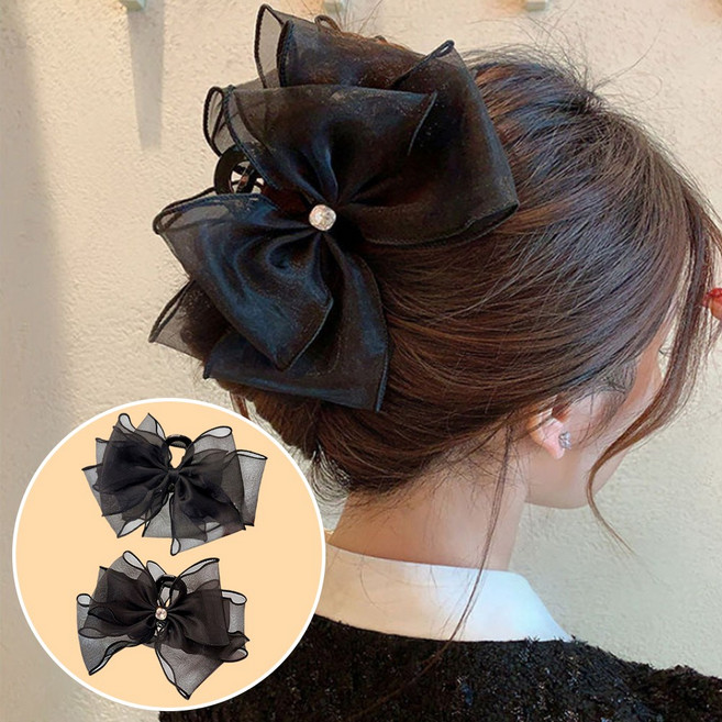 피플피 대왕 리본 반묶음 올림머리 큰 집게핀 2개 세트