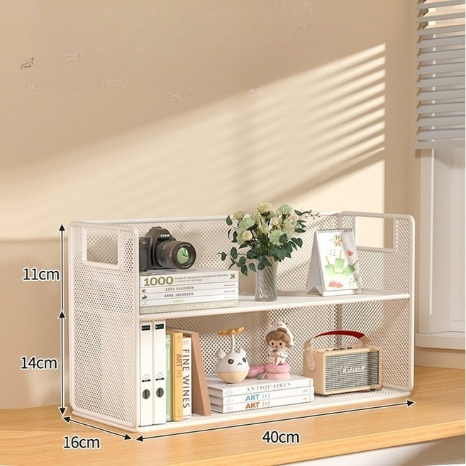 책상용 정리 선반 가정용 테이블 수납 선반 식탁 정리 선반 책상 다층 책장 사무용 책상 분층 선반H421, 1개, 화이트 소형