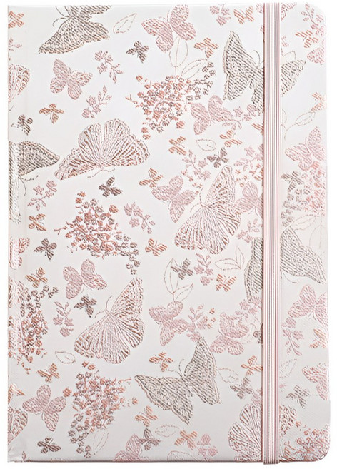 봄밤 실키 자수 밴딩 노트, 1개, 핑크 버터플라이