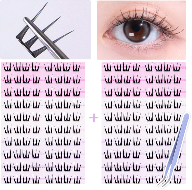 DDJJ 노글루 속눈썹 초경량 아이돌 가닥속눈썹 라이트 160pcs 대용량, 1개