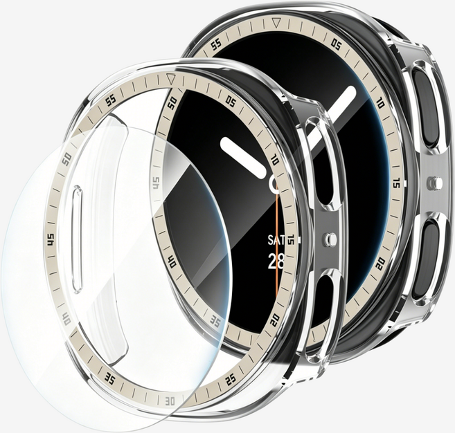 갤럭시워치8 메탈 눈금 PC 보호 케이스 40mm 44mm, 티타늄, 1개