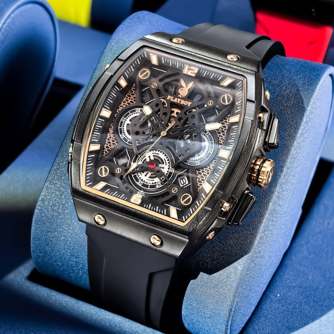 PLAYBOY 플레이보이 명품 남성 하이엔드 스포츠 스타일 손목시계 내구성 강화 방수 쿼츠 시계