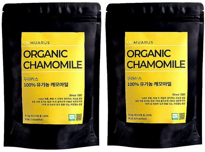 [25년 햇차] 독일 티 전문기업이 생산 관리한 유럽 인증 유기농 캐모마일 무아러스, 1.5g, 1개, 50개입