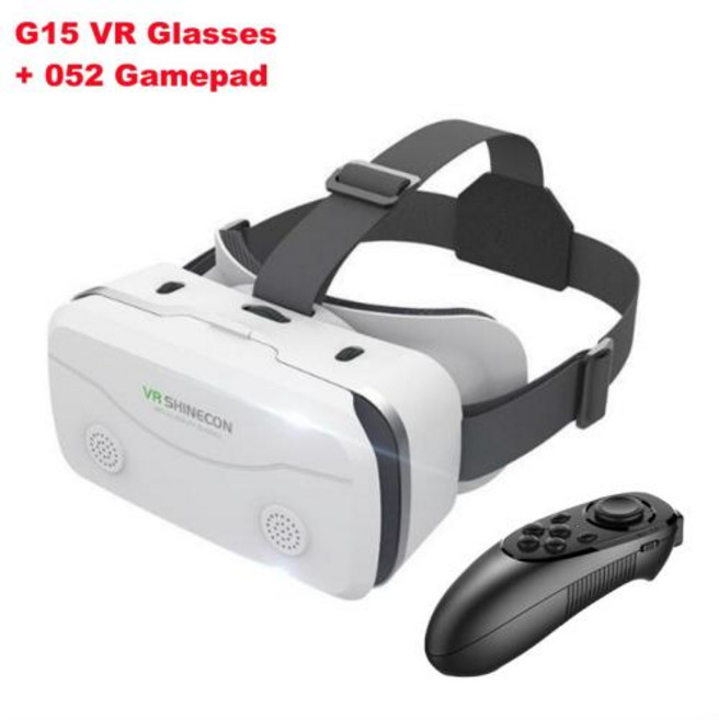 자이언트 스크린 가상현실 안경 HD 3D 영화 VR 헬멧 4.7-7 인치 휴대폰, 1개, 2) G15 VR-052 Gamepad