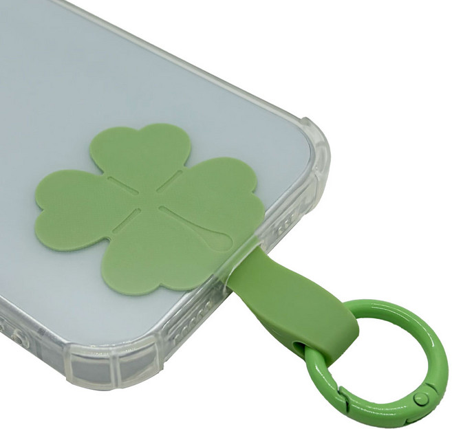 럭키 클로버 실리콘 태그홀더 휴대폰 연결고리, 1개, 그린