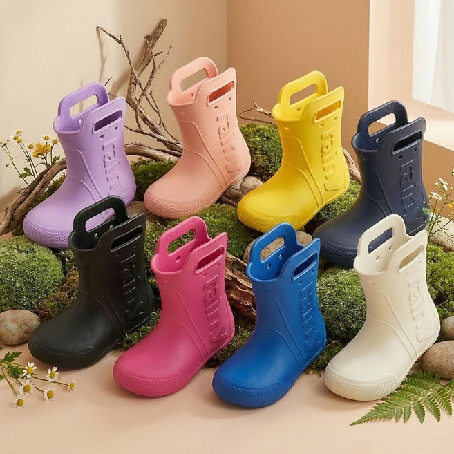 페이퍼플레인키즈 유아 레인부츠 아동 핸들 장화 키즈 EVA 손잡이 신발 어린이 슈즈 초등 학생 여아 남아 주니어