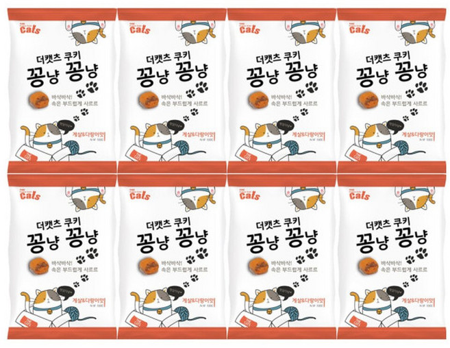 더캣츠 쿠키 꽁냥꽁냥북어/새우/게살/연어 100g 비스켓 고양이간식, 혼합맛(게살/다랑어맛), 8개